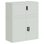 vidaXL Lockable Metal Filing Cabinet - Light Gray Steel with Adjustable Shelves, Office Storage Organizer, 35.4" x 15.7" x 43.3"