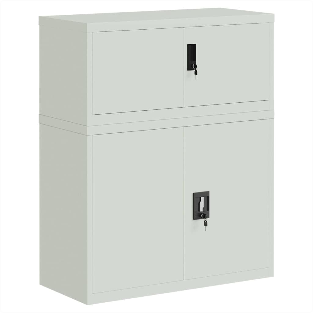 vidaXL Lockable Metal Filing Cabinet - Light Gray Steel with Adjustable Shelves, Office Storage Organizer, 35.4" x 15.7" x 43.3"