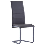 vidaXL Cantilever Dining Chairs Gray Faux Leather - Set of 4 - Modern Style - Comfortable High Back Support - Strong Tubular Steel Structure - Ideal for Dining Area and Office