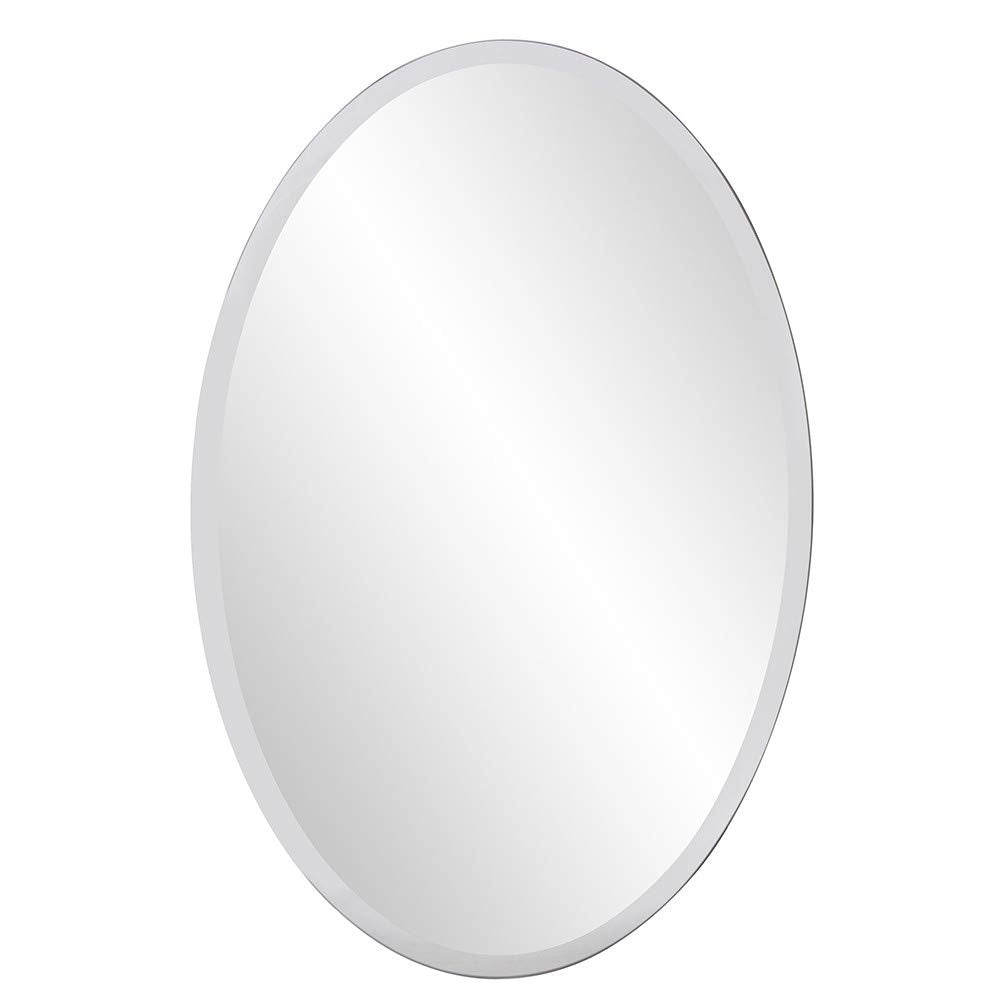 HomeRoots Mirrored Oval Shaped Glass Frameless Mirror