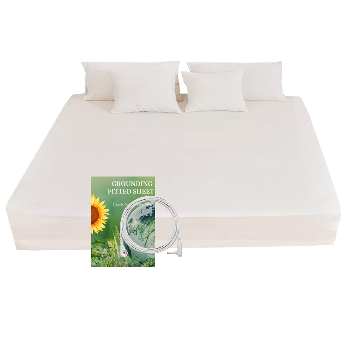 Grounding Fitted Sheet Kit, Grounding Sheets With Silver Fiber, Grounding Cord, Grounding Bed Cover For Efficient Sleep, Reduce