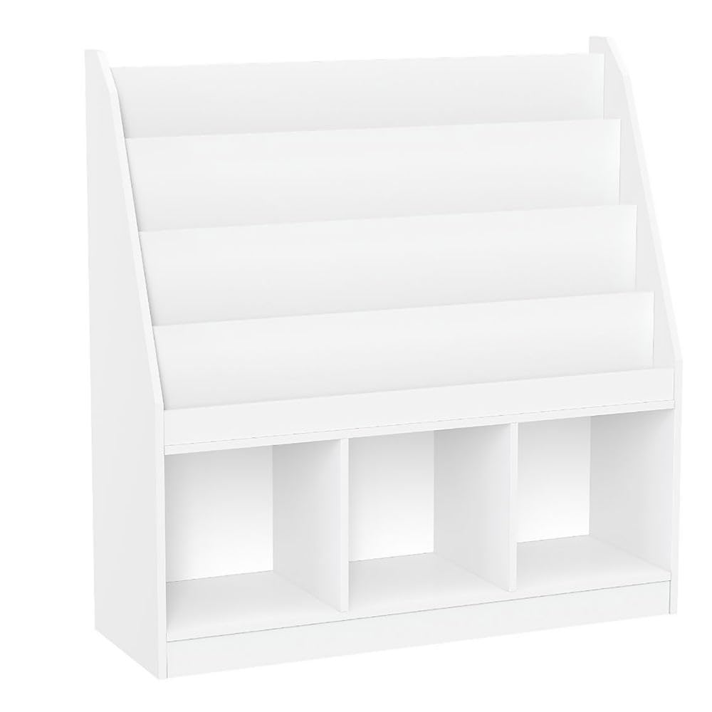 Riverridge Kids 4 Shelves Three Cubbies Bookrack, White (02-251), 11.81'D X 35'W X 36'H