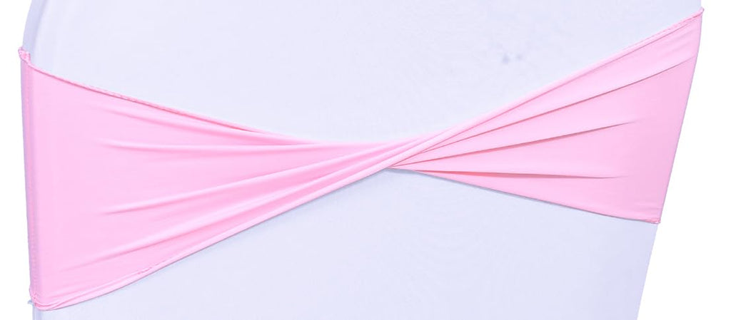 Mds Pack Of 50 Spandex Chair Sashes Bow Sash Elastic Chair Bands Ties Without Buckle For Wedding And Events Decoration Spandex Slider Sashes Bow - Pink