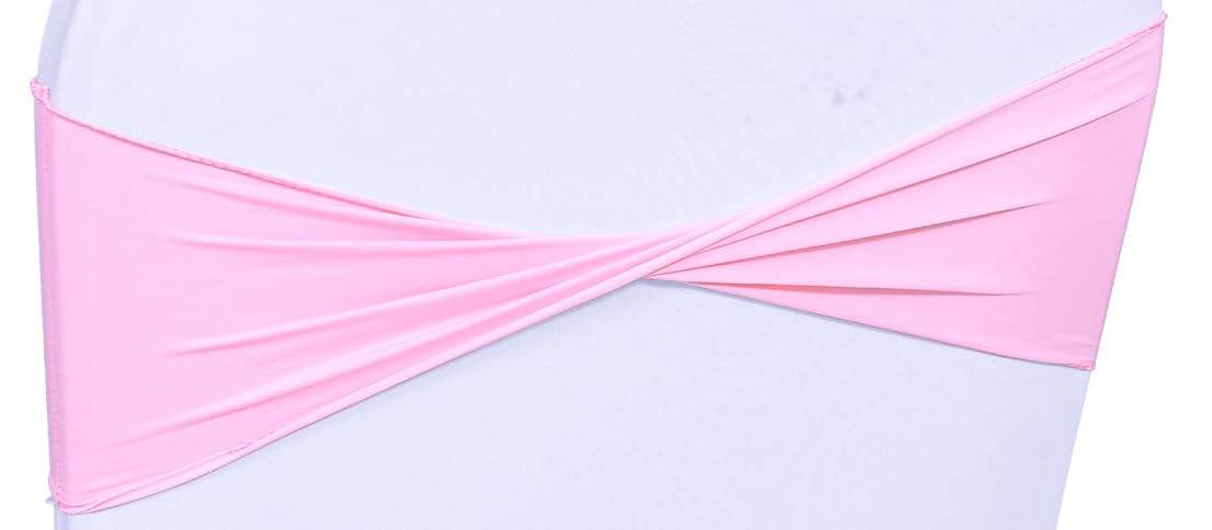 Mds Pack Of 50 Spandex Chair Sashes Bow Sash Elastic Chair Bands Ties Without Buckle For Wedding And Events Decoration Spandex Slider Sashes Bow - Pink
