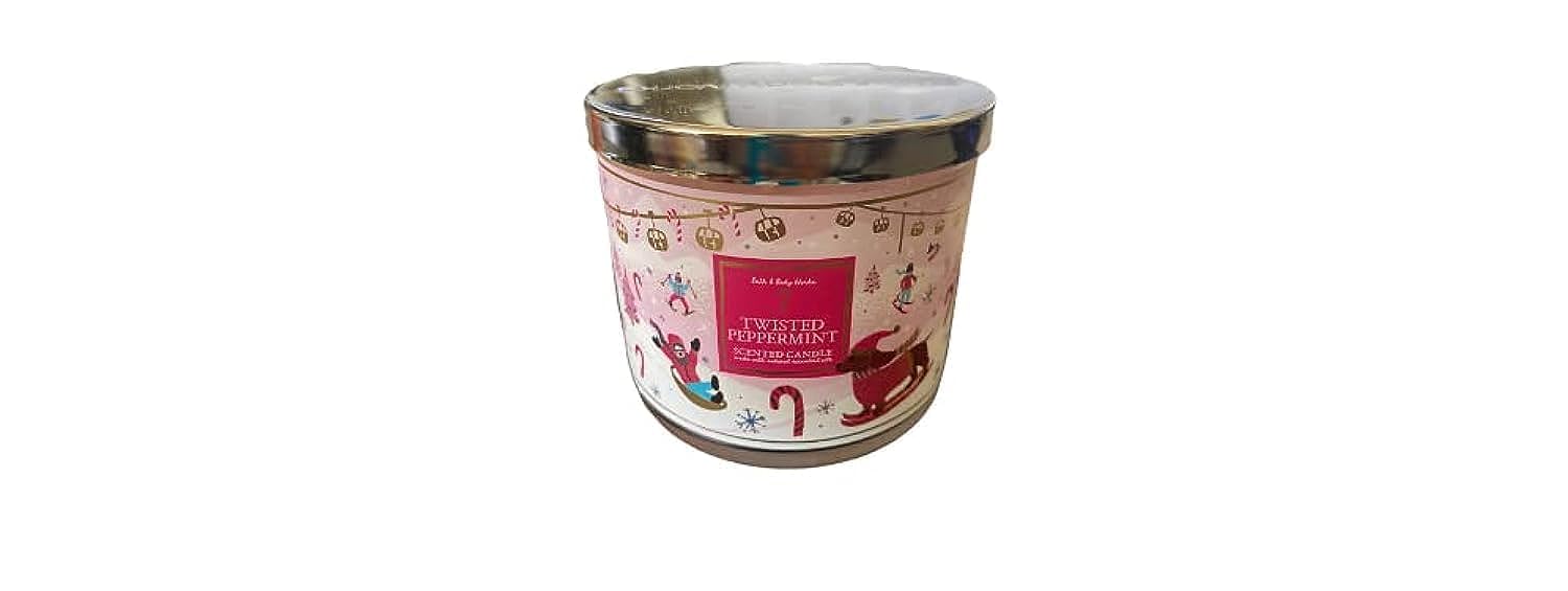 Bath & Body Works, White Barn 3-Wick Candle w/Essential Oils - 14.5 oz - 2021 Christmas & Winter Scents! (Twisted Peppermint)