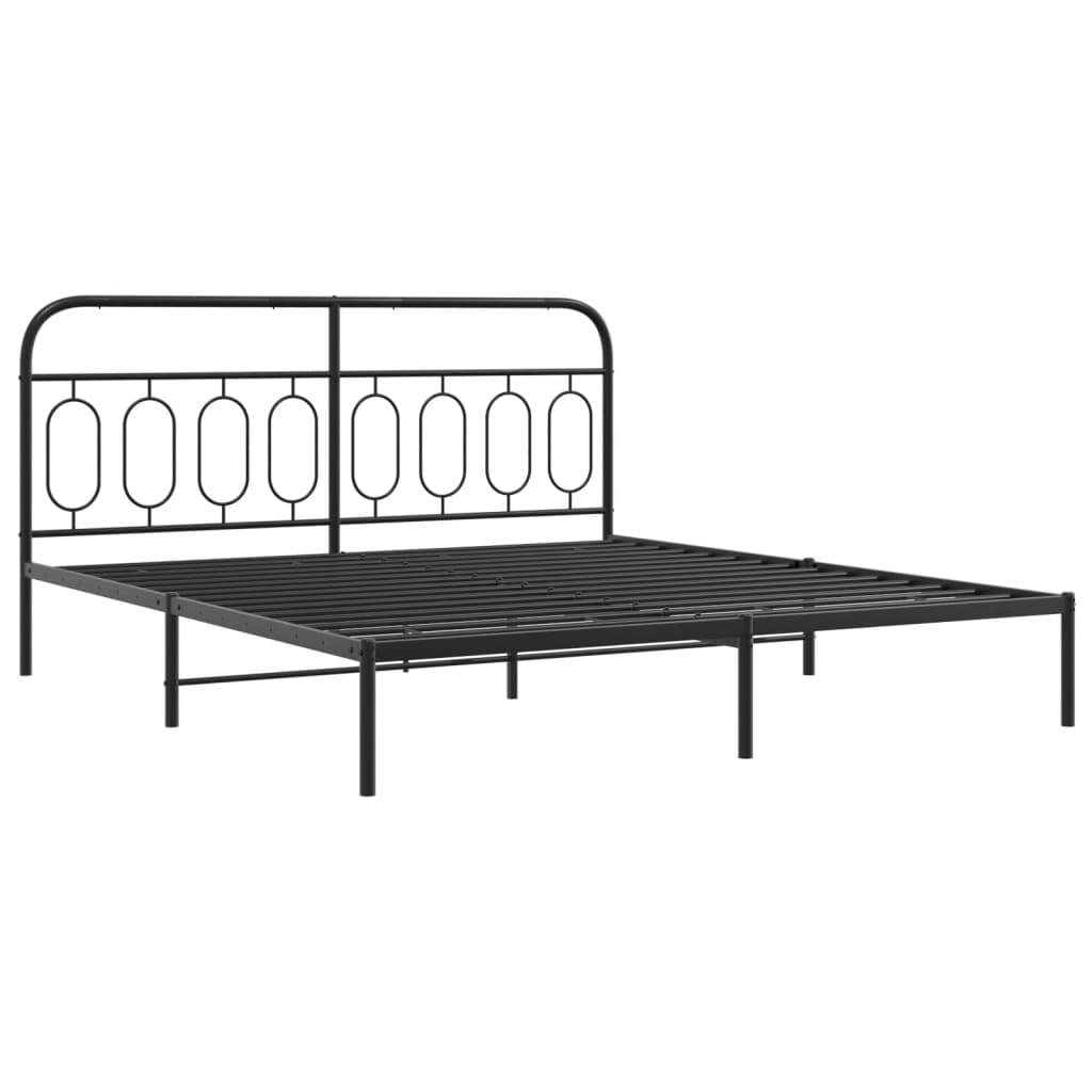 vidaXL Black King Metal Bed Frame with Headboard and Footboard - 76x79.9 - Modern Style - Bedroom Furniture