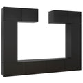 vidaXL TV Stand Set 6 Piece, TV Unit for Living Room Bedroom, Sideboard with Storage, Media Unit Cupboard, Modern, Black Engineered Wood