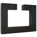 vidaXL TV Stand Set 6 Piece, TV Unit for Living Room Bedroom, Sideboard with Storage, Media Unit Cupboard, Modern, Black Engineered Wood