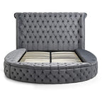 Better Home Products Elizabeth Upholstered Round Storage King Bed In Gray