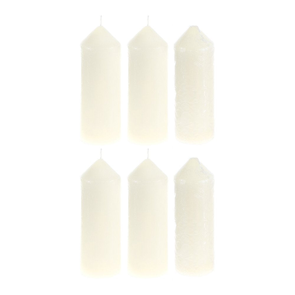 Mega Candles 6 pcs Unscented Ivory Dome Top Pillar Candle, Economical One Time Use Event Wax Candles 2 Inch x 6 Inch, Wedding Re