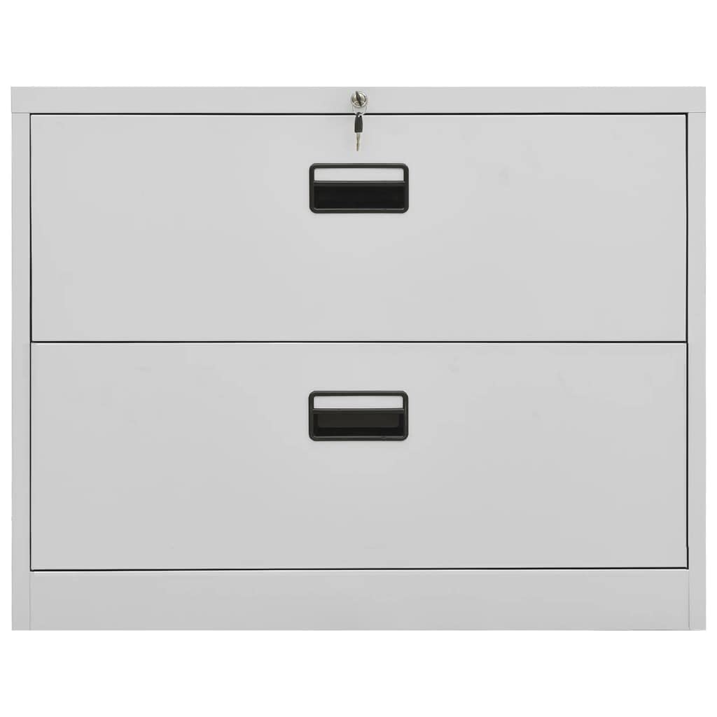 vidaXL Filing Cabinet, File Cabinet for Home Office Living Room School, Storage Cabinet with 2 Drawers, Under Desk, Industrial, Light Gray Steel