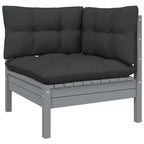 vidaXL Solid Pinewood Patio Lounge Set 12 Piece with Cushions Garden Outdoor Lawn Yard Terrace Balcony Wooden Seat Seating Furniture Gray