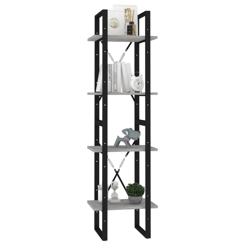 vidaXL 4-Tier Book Cabinet Concrete Gray 15.7"x11.8"x55.1" Chipboard