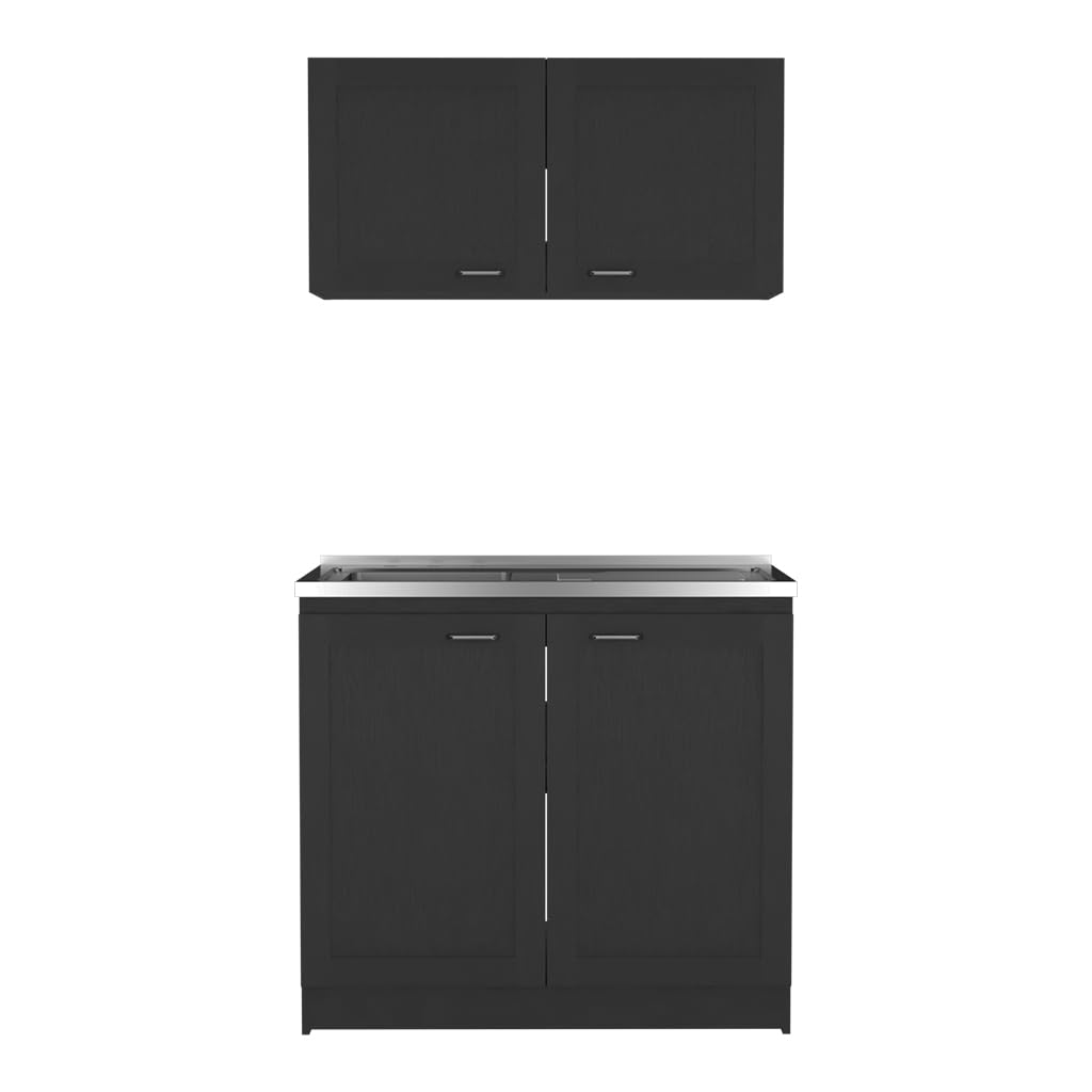Cabinet Set Zeus, Two Shelves- Black
