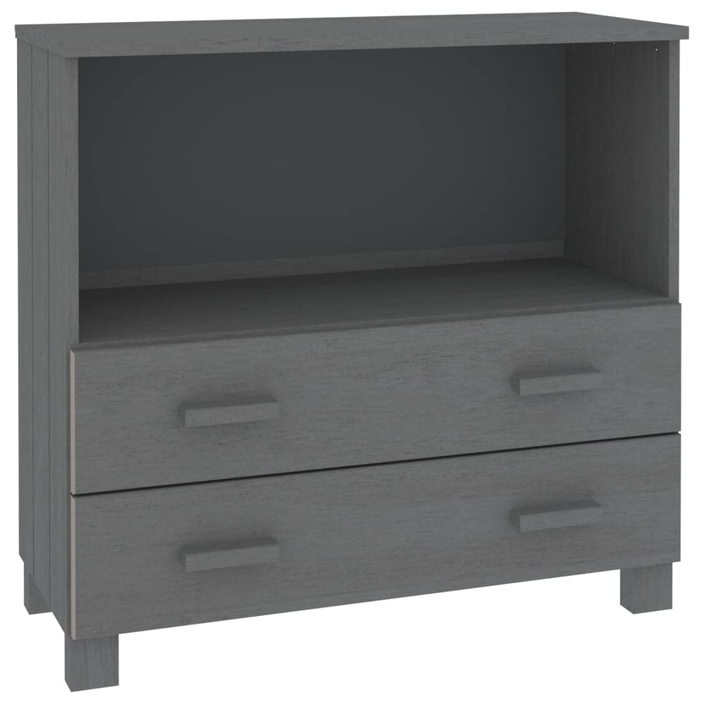 vidaXL HAMAR Solid Wood Sideboard in Dark Gray - Spacious with 1 Compartment and 2 Drawers - Ideal for Storage and Display