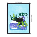Blue Pots by Planet Cat Framed Canvas Wall Art Print