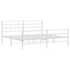 vidaXL White Metal California King Bed Frame with Headboard & Footboard, Heavy-Duty Slats Support with Under-Bed Storage for Modern Bedroom, No Box Spring Needed & Easy Assembly, No Mattress