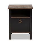 Baxton Studio Vaughan Modern and Contemporary Two-Tone Rustic Brown and Black Finished Wood Nightstand