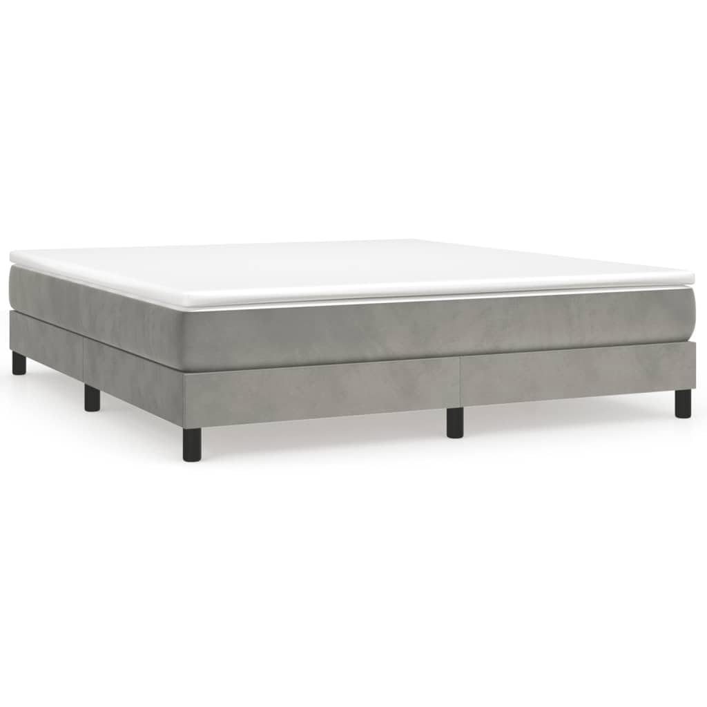 vidaXL Velvet Box Spring Bed Frame - California King Size, Light Gray, Durable Plywood and Engineered Wood Materials, Easy to Match, Meets California Proposition 65