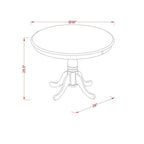 East West Furniture AMT-ABL-TP Antique Kitchen Dining Table - a Round Wooden Table Top with Pedestal Base, 36x36 Inch, Multi-Color