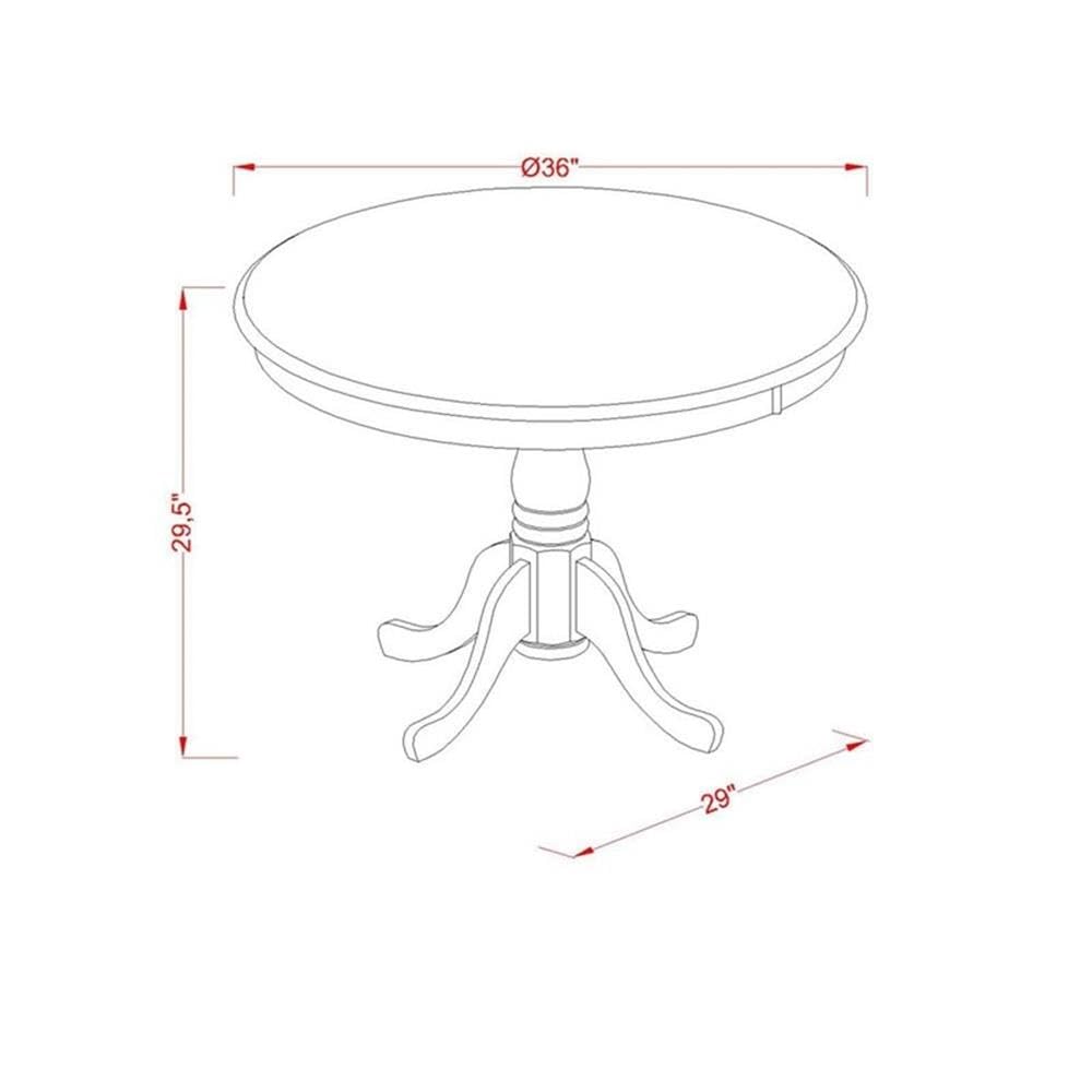East West Furniture Amt-Obl-Tp Antique Kitchen Dining Table - A Round Wooden Table Top With Pedestal Base, 36X36 Inch, Multi-Color
