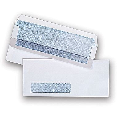 Staples 511290 Self Seal Security Tinted #10 Envelope 4 1/8-Inch X 9 1/2-Inch White 500/Bx