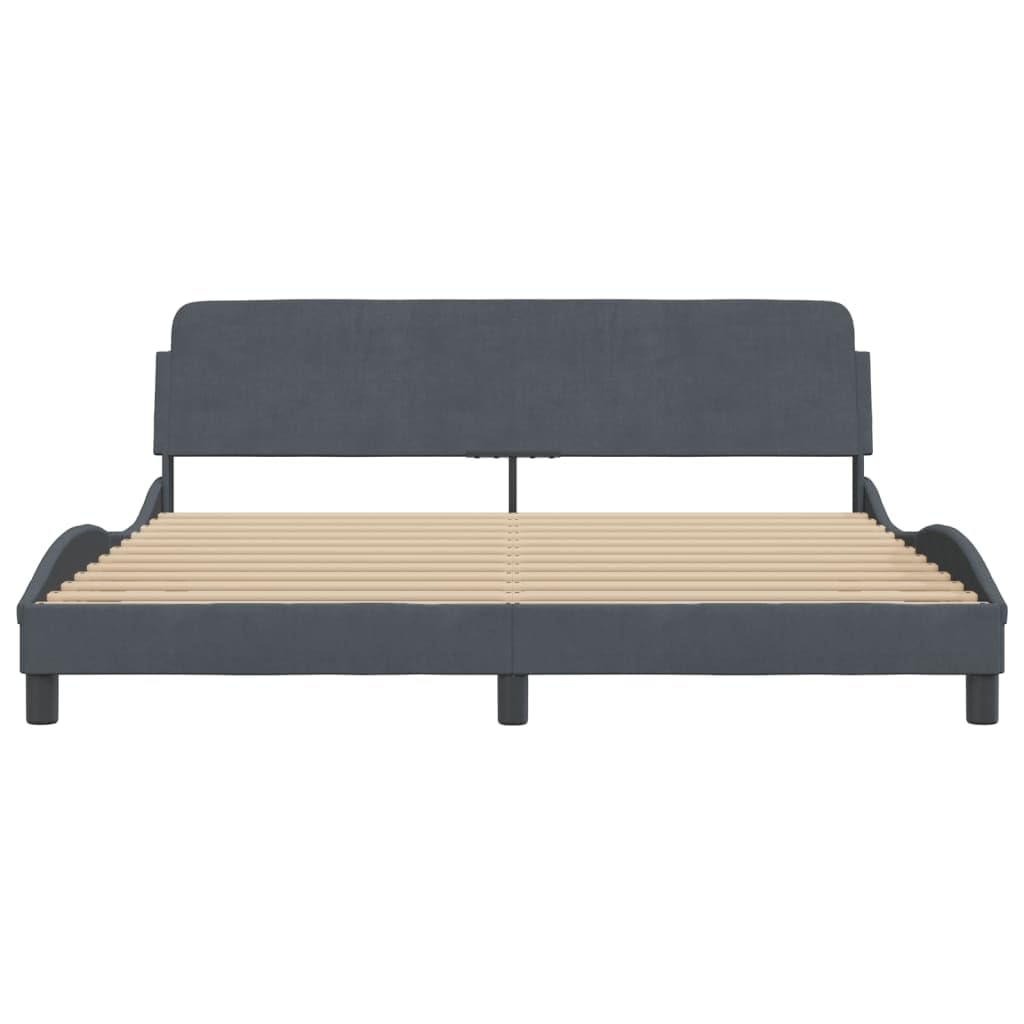 vidaXL Dark Gray Velvet Bed Frame-Double/Full Size with Sophisticated Headboard, Sturdy Pine Wood & Metal Support, 72x83.9