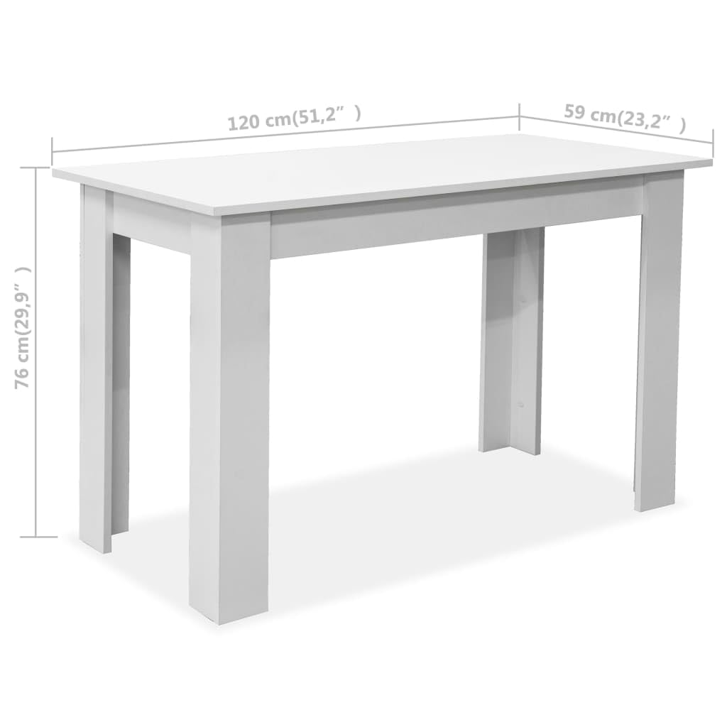 vidaXL Dining Table and Benches 3 Pieces Chipboard White