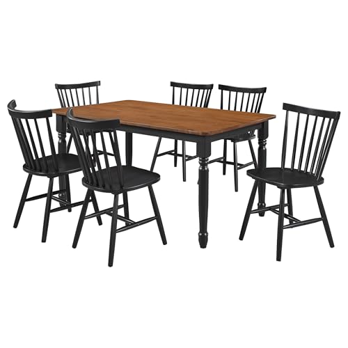 Coaster Home Furnishings Hollyoak 7-Piece Rectangular Dining Set Walnut and Black