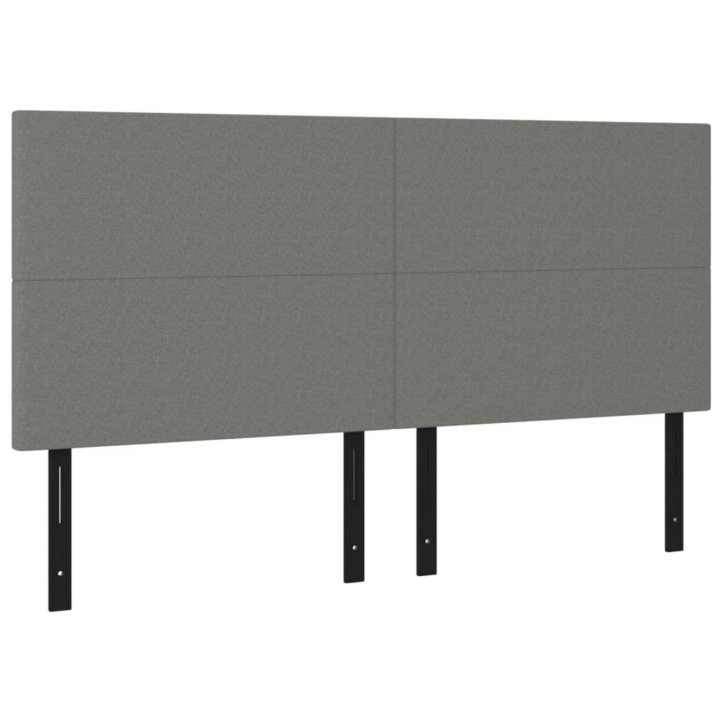 Vidaxl Set Of 4 Classic Fabric Headboards, 35.4"X2"X30.7"/34.6", Solid Larch Wood And Engineered Wood, Dark Gray