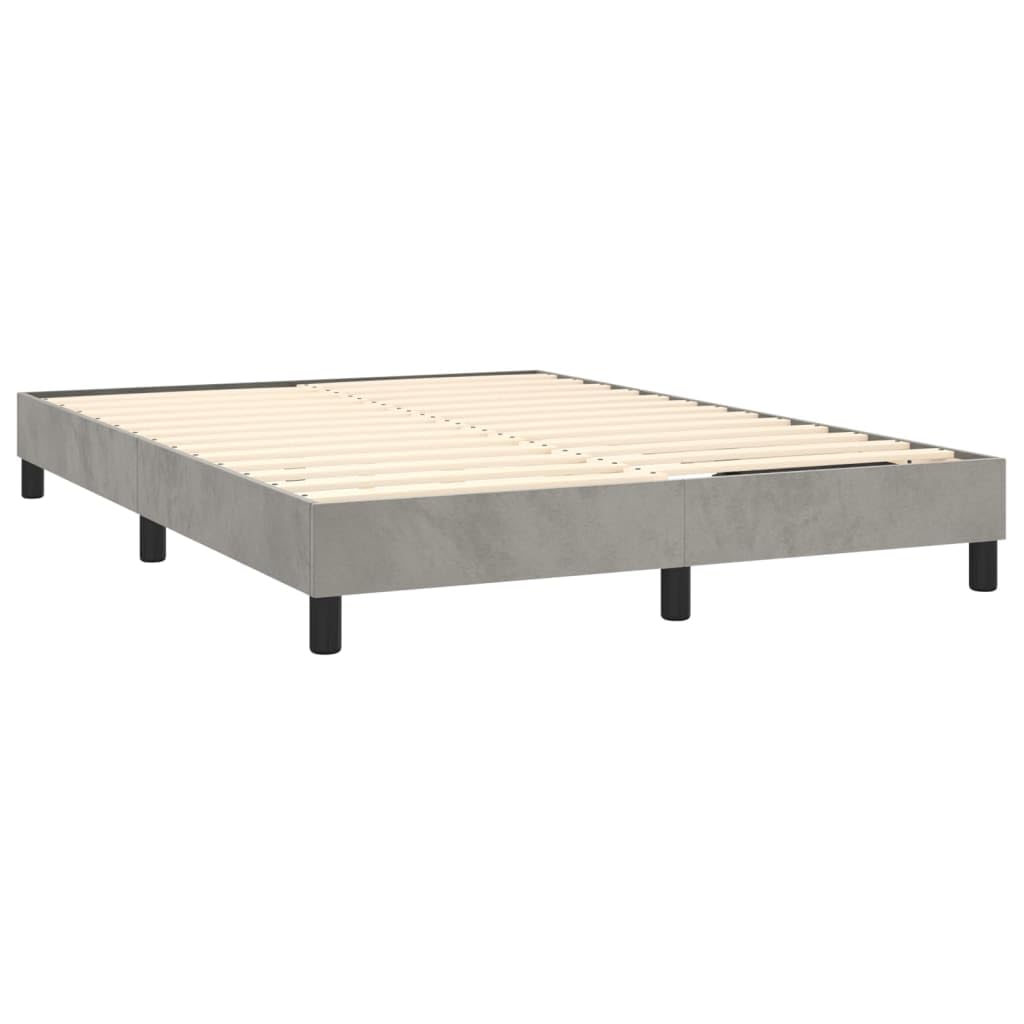 vidaXL Modern Velvet Box Spring Bed Frame, Full Size, Light Gray - Sturdy Plywood and Engineered Wood Construction for Restful Sleep