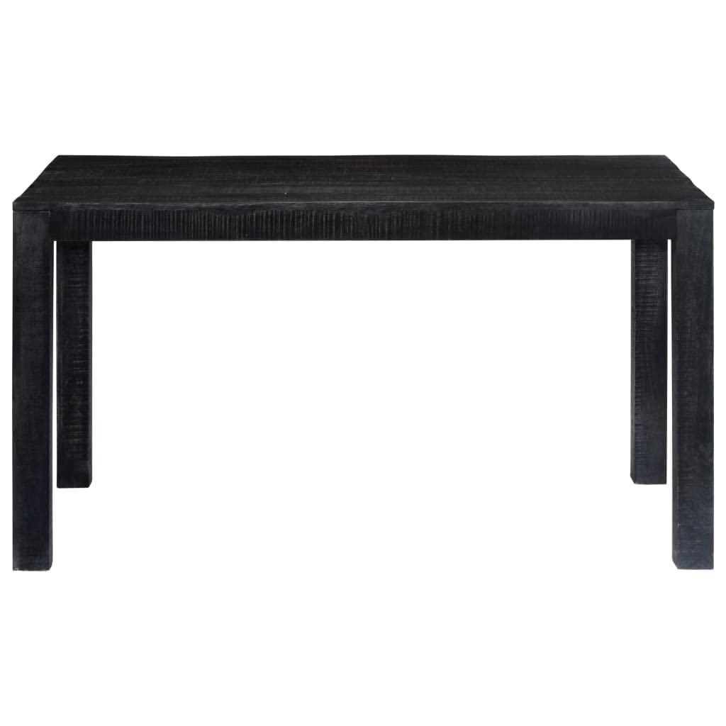 vidaXL Rectangular Dining Table - Black Finish Solid Mango Wood - Versatile Industrial Style Table for Dining Room, Kitchen, or Office