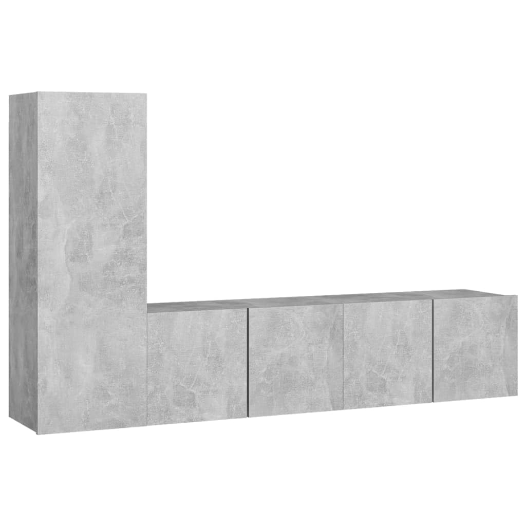 vidaXL TV Cabinet Set 3 Piece Home Living Room Furniture TV Stand HiFi Stereo Cabinet Media Unit Entertainment Center Concrete Gray Engineered Wood