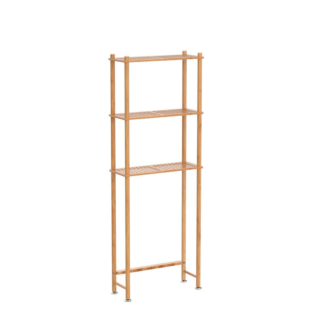 Amazerbath Over The Toilet Storage Shelf Bamboo, 3-Tier Over Toilet Organizer Rack, Freestanding Above Toilet Shelf For Bathroom, Laundry, Space Saver, Natural Color