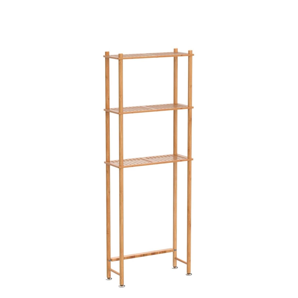 Amazerbath Over The Toilet Storage Shelf Bamboo, 3-Tier Over Toilet Organizer Rack, Freestanding Above Toilet Shelf For Bathroom, Laundry, Space Saver, Natural Color