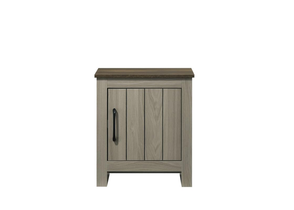 LILOLA LIVING Nyla 16" W Gray Oak End Table, Side Table, Nightstand with Cabinet Door