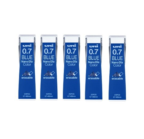Uni Nanodia Color Mechanical Pencil Leads 0.7Mm Blue, 5 Pack/Total 100 Leads Value Set