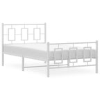vidaXL White Metal Bed Frame with Headboard/Footboard - 39.4x78.7 Single Bed for Bedroom Decor, Durable Steel Construction, Under Bed Storage