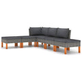 vidaXL 6 Piece Patio Lounge Set with Cushions - Weather-Resistant Poly Rattan & Sturdy Eucalyptus Wood - Gray & Anthracite - Modern Farmhouse Style - Easy-to-Clean & Portable