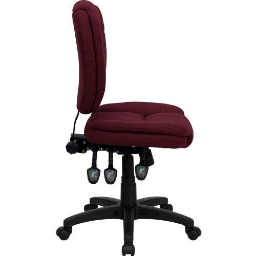 Flash Furniture Caroline Mid-Back Burgundy Fabric Multifunction Swivel Ergonomic Task Office Chair With Pillow Top Cushioning