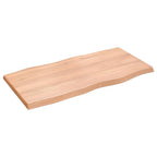 vidaXL Treated Solid Oak Wood Table Top | Live Edge | Home and Office Friendly | Light Brown| Dimensions: 39.4"x19.7"x(0.8"-1.6")