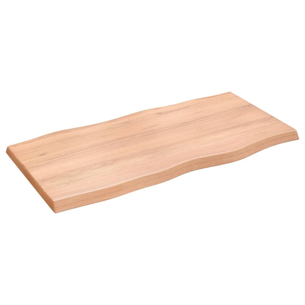 vidaXL Treated Solid Oak Wood Table Top | Live Edge | Home and Office Friendly | Light Brown| Dimensions: 39.4"x19.7"x(0.8"-1.6")