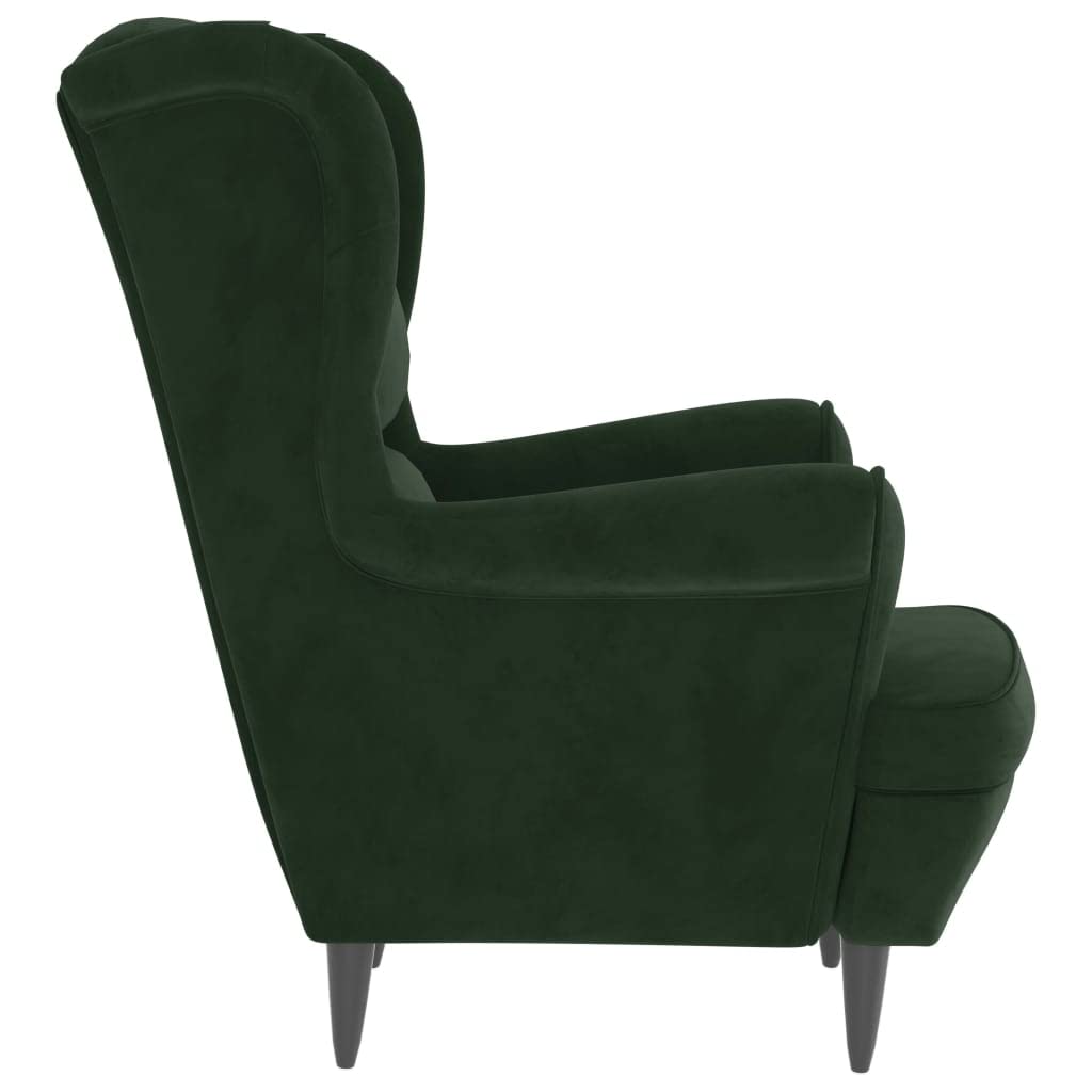 vidaXL Stylish Armchair in Dark Green Velvet - Modern Lounge Chair with Padded Seat and Backrest, Plywood Frame - Ideal for Living Room, Lounge Area or Office