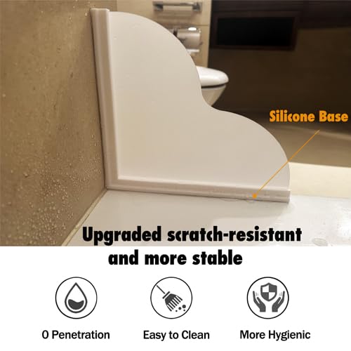 Heebabeys Tub Splash Guard, 2 Pack Removable Silicone & Acrylic Water Splash Guards, Translucent Self-Adhesive Tub Corner Protectors