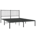 vidaXL Black Metal Bed Frame with Storage Space and Headboard, Sturdy Powder-Coated Steel, Ideal for 53.9"x74.8" Mattress, Provides Excellent Support, Easy Assembly