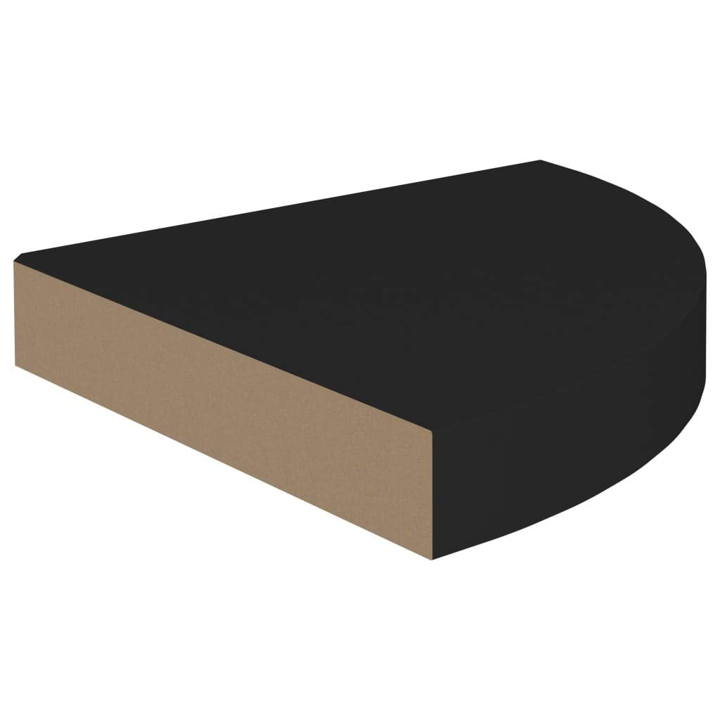 vidaXL Black Floating Corner Shelf - Durable Honeycomb MDF & Metal Material - Modern Design Invisible Mounting System - Ideal for Displaying Books & Decoratives - 9.8"x9.8"x1.5" Size