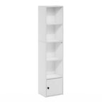 Furinno Luder Shelf Bookcase with 1 Door Storage Cabinet, White