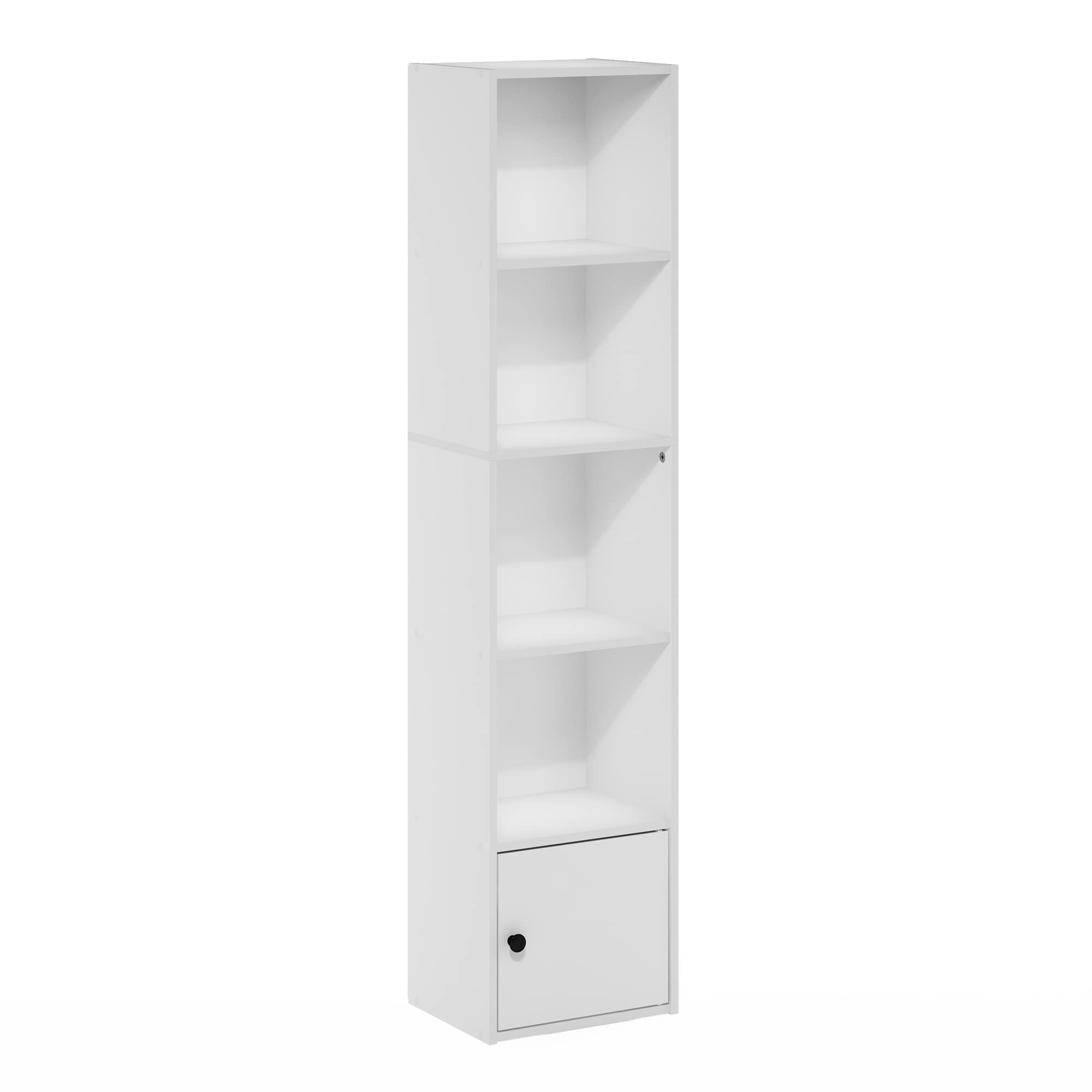 Furinno Luder Shelf Bookcase with 1 Door Storage Cabinet, White