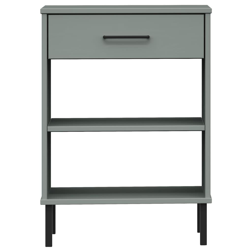 INLIFE Console Cabinet with Metal Legs Gray Solid Wood Pine Oslo