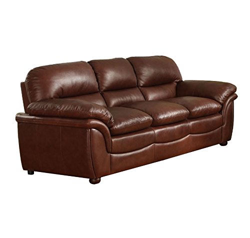 Baxton Studio Redding Cognac Leather Modern Sofa Set, Large, Brown
